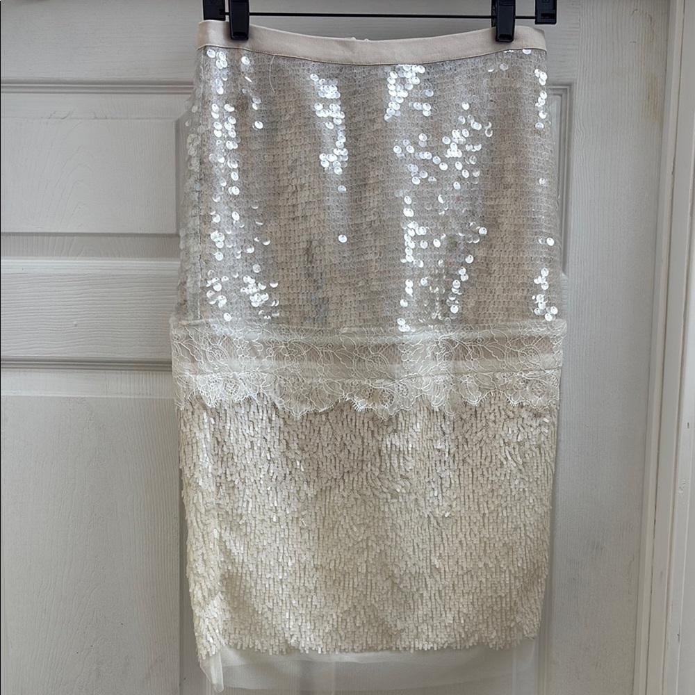 Elegant Sequin Cream Skirt